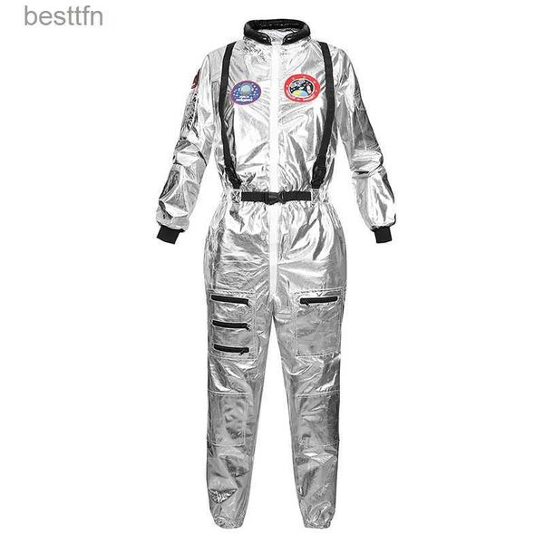 Тематический костюм космонавта для взрослых, серебряный космонавт, большие размеры, женский космический костюм, праздничное платье, костюм космонавта для взрослых, белыйL231007