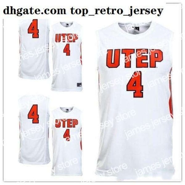 College Basketball indossa maglie da basket su misura # 4 UTEP Miners College uomo donna maglie da basket giovanile taglia S-5XL qualsiasi numero di nome