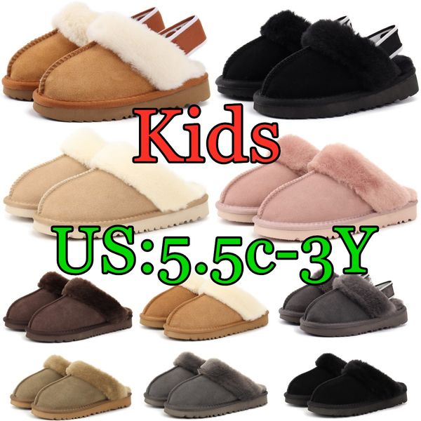 bambino Australia Funkette Slipper bambini Fluff Yeah Slide scarpe infradito pantofole ragazzi ragazze Pelle di pecora scamosciata bambini Piattaforma Shearling Scivolo foderato in pelliccia