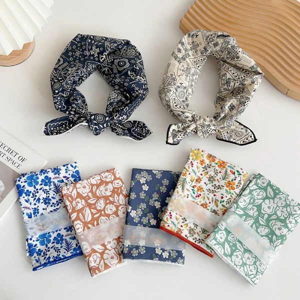 58 cm Stampa Cotone Lino Donna Ragazza Foulard Foulard Bandana Sciarpa Turbante Scialle Fazzoletto Accessori per capelli Stile giapponese