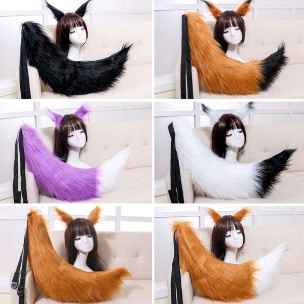 Mulher sexy adorável lolita gato raposa bandana cauda cocar orelhas de pelúcia cauda anime cosplay propscosplay