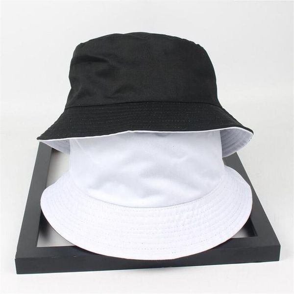 Cloches dois lados reversível preto branco sólido balde chapéu unisex chapeau moda pesca caminhadas bob bonés mulheres homens panamá summer1260b