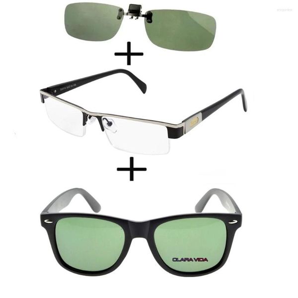 Sonnenbrillen 3 Stück!!! Titan Business Lesebrille Herren Super Qualität Quadratisch Polarisiert Hoher Clip
