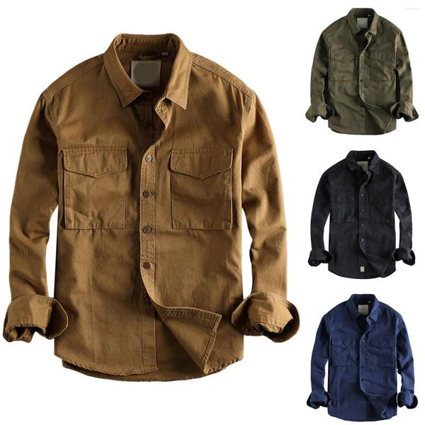 Camisas casuais masculinas 2023 camisa de carga homens manga longa algodão de alta qualidade camisa militar overshirt marca roupas blusas diárias