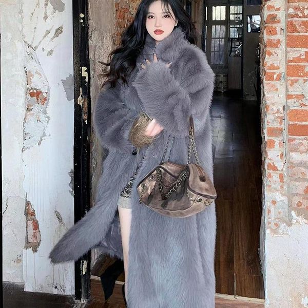 Cappotto invernale da donna in pelliccia Cappotto lungo da donna in lana Topeka oversize Mao Cappotto femminile in tinta unita sciolto caldo moda peluche