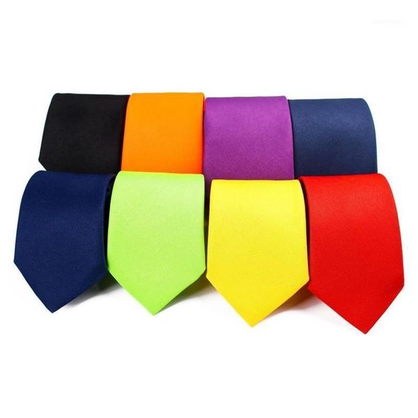 Krawatten Linbaiway 8 cm breite Krawatte solide für Männer Hochzeit Polyester gelbe Krawatte Mann Business Bowtie Hemd Zubehör individuelles Logo12710