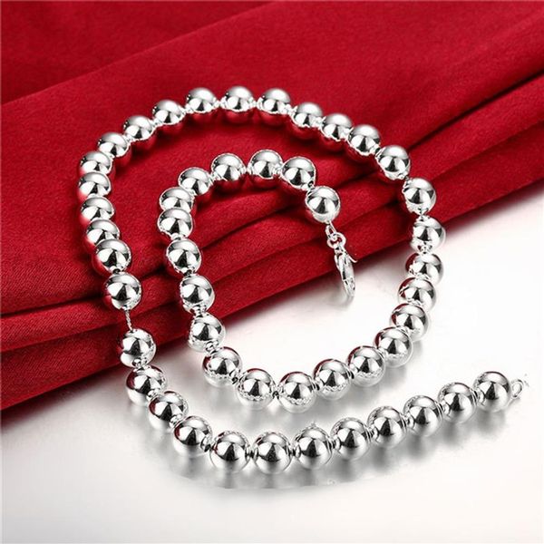 10M hohle Buddha-Perlen mit Sterlingsilber vergoldete Halskette DMSN097 Größe 18INCHS 10mm; Mode 925 Silber Platte Halsketten Schmuck cha204G