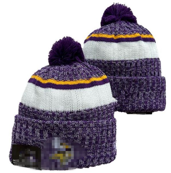 Vikings Beanies Bobble Hats Beyzbol Top Kapakları 2023-24 Moda Tasarımcı Kova Şapk Tıknaz Örgü Sahte Pom Pom Beanie Noel Şapkası Spor Spor Örgü Şapkalar A1
