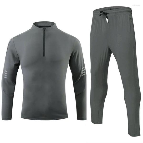 Tracksuits masculinos terno esportivo correndo roupas de ginástica ciclismo apertado primavera outono e inverno de secagem rápida