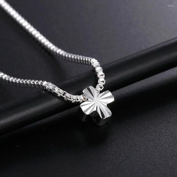 Anhänger 925 Sterling Silber Halskette 18 Zoll Box Kette Charms Kreuz Für Frauen Männer Hohe Qualität Mode Schmuck Weihnachtsgeschenke