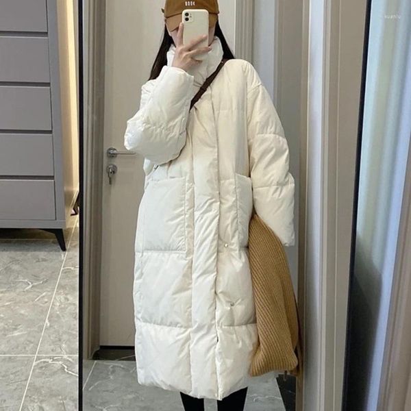 Casacos de Trench das Mulheres Long Parka Casaco para Mulheres Grosso Para Baixo Algodão Acolchoado Maxi Comprimento Manga Puffer Jaqueta Acolchoada Inverno Outerwear C522