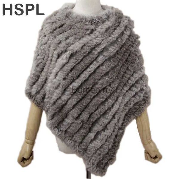 Женское пончо из искусственного меха HSPL, осень 2022, горячая распродажа, треугольный вязаный женский пуловер, женское пончо из пашмины с запахом, pele de coelhoL231007