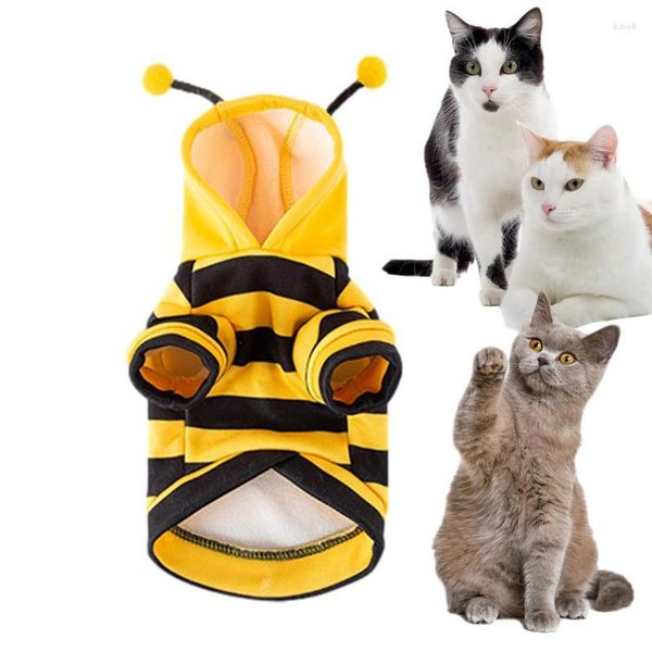 Katzenkostüme, Haustier-Bienenkostüm, Kapuzenpullover für Hunde, Welpen, süßer Mantel, Weihnachtsoutfits, lustige Kleidung für mittelgroße Kätzchen