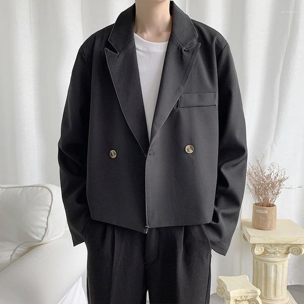 Ternos masculinos estilo japonês preto silhueta terno jaqueta primavera outono causal solto curto temperamento jaquetas casuais roupas masculinas