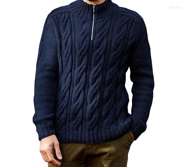 Männer Pullover 2023 Herbst/Winter Einfarbig Halb Stehkragen Langarm Stricken Mode Pullover Mann Warme