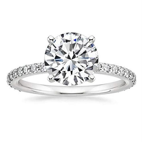 Anelli a grappolo EAMTI Argento sterling 925 per donna 1/25 CT Solitario rotondo Anello di fidanzamento con zirconi cubici Misura promessa 4-12257y