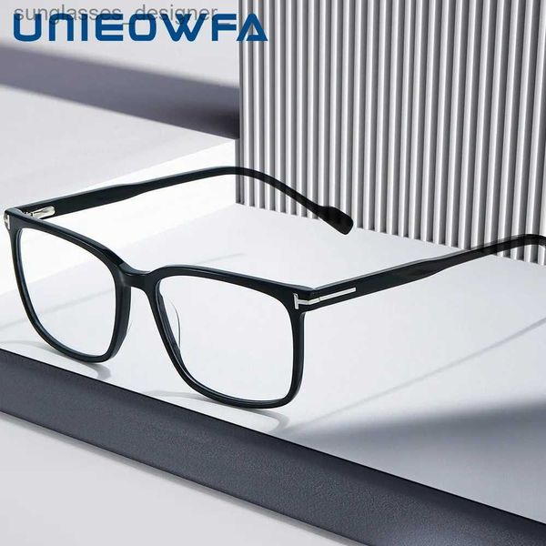 Óculos de sol quadros unieowfa tom para óculos ópticos quadro homens marca de luxo miopia prescrição óculos quadro masculino quadrado itália acetato eyewearl231007