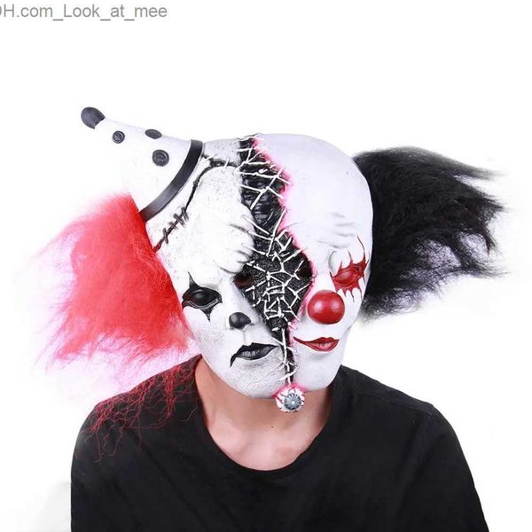 Maschere per feste Per adulti Trucco horror Giocattolo Spaventoso Prop Maschera in lattice Clown Copertura per il viso Terrore Creepy Scherzo pratico per la festa di Halloween Doppia testa Q231009