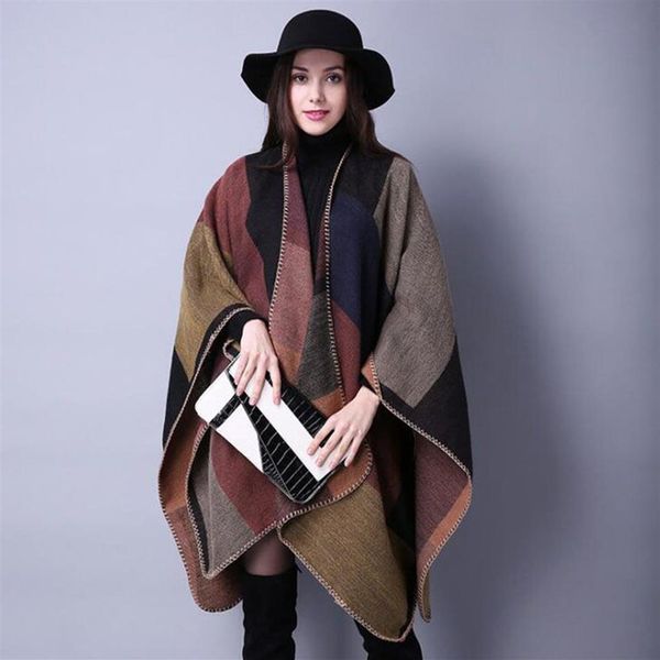 Poncho invernale da donna di nuova marca Coperta vintage da donna Scialle in maglia da donna Mantella Sciarpa in cashmere Poncho 255V