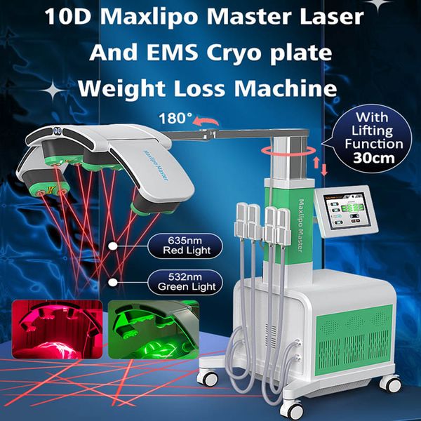 532nm 635nm Lipolaser Gort Perda Devission 4 Placas de crioterapia EMS Diodo Maxlipo Diodo Laser em Slim Muscle Construção Corporal Contorno Compresa de Salão de Salão de Laser Fria