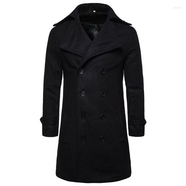 Trench da uomo 2023 Primavera e autunno di media lunghezza doppio petto in tessuto giacca a vento moda casual slim fit cappotto