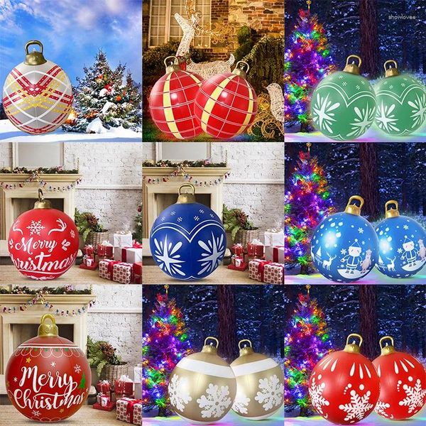 Decorazione per feste Palla di Natale gonfiabile da 60 cm Bagliore in PVC con decorazioni per alberi di Natale all'aperto leggeri Puntelli giocattolo