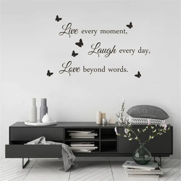 Wandaufkleber Live Laugh Love Aufkleber Zitat Aufkleber Home Decor für Wohnzimmer Schlafzimmer widerrufbare Kunstwand DW7227