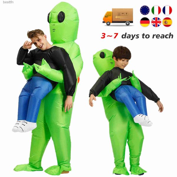 Costume a tema ET Alien tavolo vestito Alien Monster tavolo Come Scary Green Alien Cosplay Vieni per adulti Party Festival StageL231007
