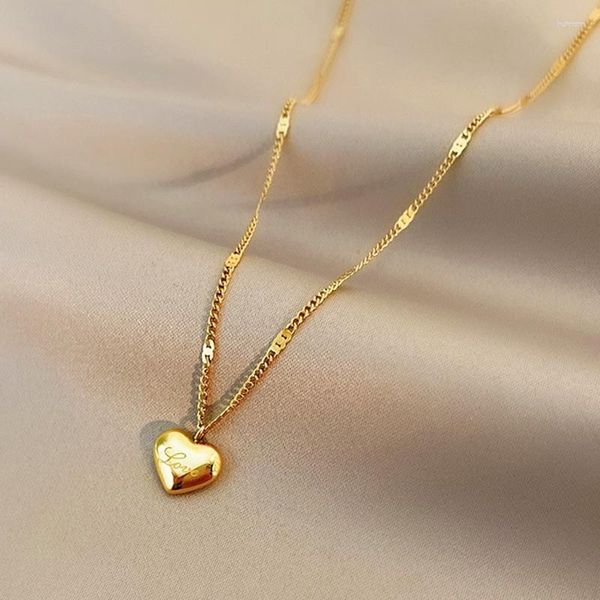 Anhänger Halsketten AIDE Winzige Herz Halskette für Frauen Geschenk Glänzend Einfache Titan Stahl Boho Choker Kette Trend Schmuck Kragen
