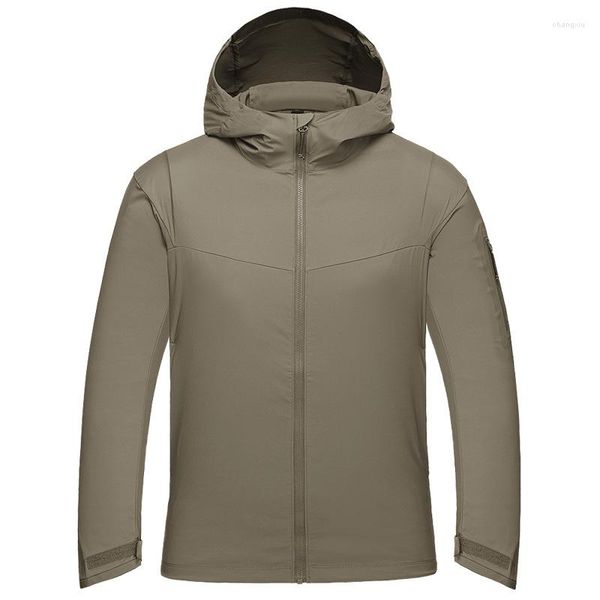 Jaquetas masculinas jaqueta verão ao ar livre tático pele trench coat fino elástico de secagem rápida luz respirável roupas portáteis