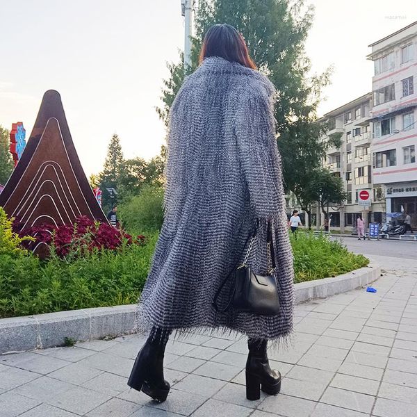 Женское меховое пальто 2023, утепленное зимнее пальто с длинным рукавом, роскошное европейское и американское искусственное удлиненное холодное теплое J