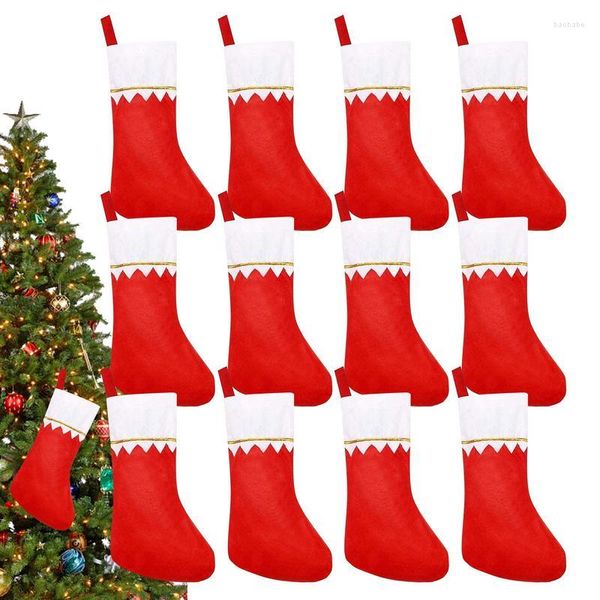 Noel Süslemeleri Çoraplar 12 PCS Geniş Klasik Keçe Ağaç Kolye Dekoru Başucu Merdivenleri