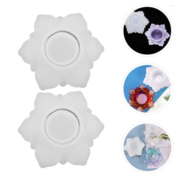 Castiçais 2 Pcs Lotus Castiçal Molde Artesanato Resina Moldes de Silicone Fundição Fazendo Caixa de Armazenamento DIY