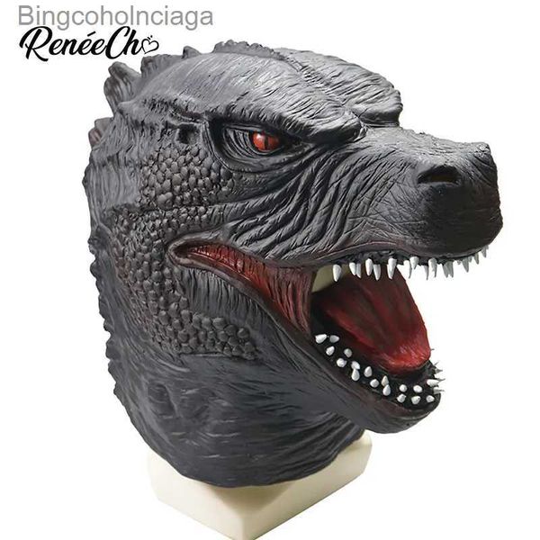 Figurino de tema Máscara de monstro reneecho para adolescentes máscara de halloween de látex para homens de cabeça full dinosaurksl231008