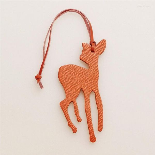 Chaveiros Rainbery Original Custom Made Bonito Genuíno Couro Deer Keychain para Mulheres Mochila Moda Animal Saco Charme Acessórios