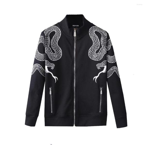 Herren Hoodies PIED Marke Baumwolle HOODIE Jacke SNAKE STONES Herren Warme Dicke Sweatshirts Hip-Hop Pullover Strass Luxus