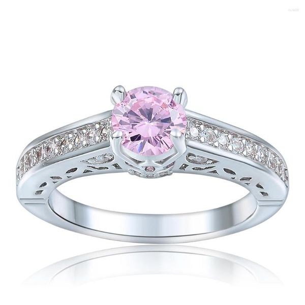 Clusterringe Hainon Promise Rosa Herz Brautsets Feiner Zirkon Hochzeit Mode Dame Romantische Verlobung Luxus Schwarz Farbe Gefüllter Ring