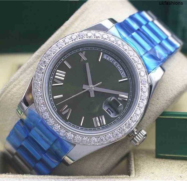 Relógio de diamante autêntico Rolaxs Relógios C Sapphire relógio de designer Máquinas automáticas série de moda externa anel de diamante calendário mecânico exibição de janela oi HBCO