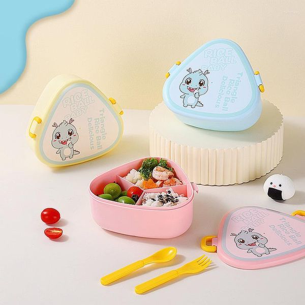 Stoviglie Cartoon Bento Lunch Box per bambini Contenitore per frutta a tenuta stagna Ragazze Ragazzi Bambini piccoli con 3 scomparti Adatto al microonde