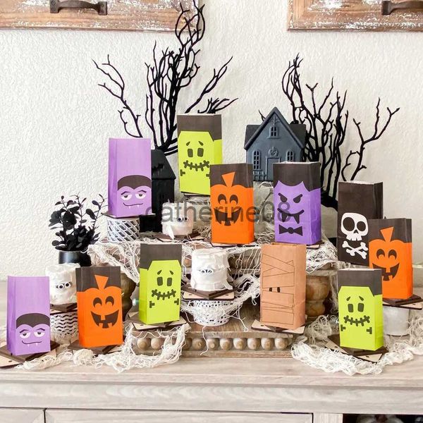 Presente Envoltório 8 PCS Halloween Papel Caixa de Doces Engraçado Gato Abóbora Bat Biscoito Sacos de Presente para Festa de Halloween Presentes Embalagem Suprimentos Saco de Truque x1007