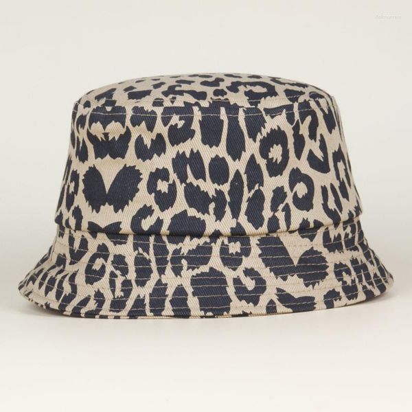 Berretti Cappello da pescatore estivo per bambini Cappello da pescatore con protezione UV a tesa corta con motivo animale leopardo carino per neonati