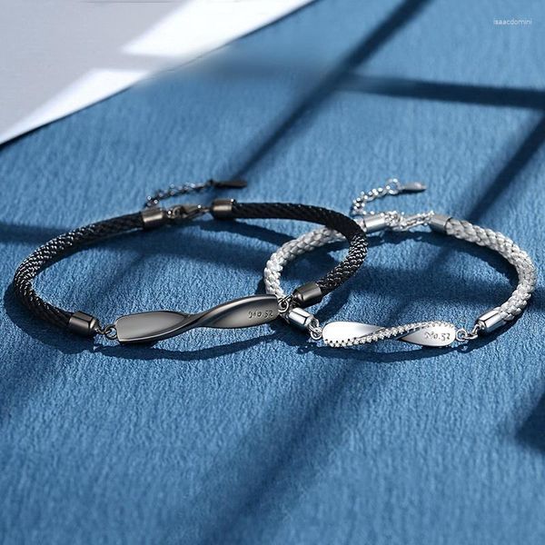 Braccialetti con ciondoli Ins Trend Mobius Coppia per donna Uomo Nero Bianco Regolabile Bracciale intrecciato fatto a mano Amante Amicizia Gioielli Regali