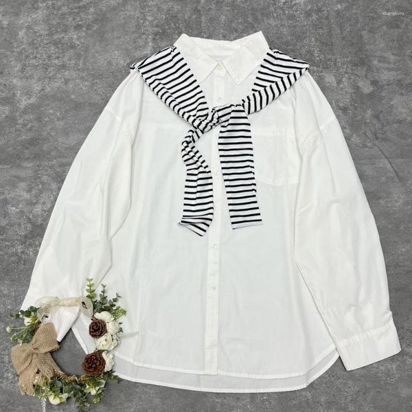 Camicette da donna Camicette da donna Frenchy Casual in cotone a maniche lunghe Tunica Camicia bianca Autunno Office Lady Elegante elegante elegante giovanile Camicetta nera Top