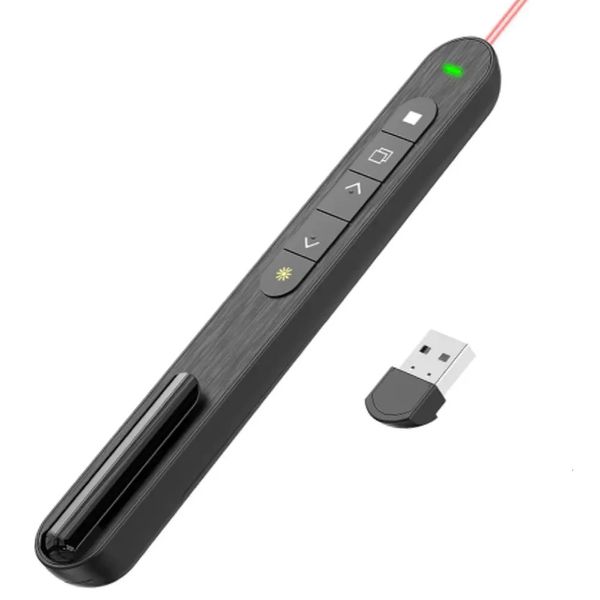Presentatore wireless con telecomando intelligente Penna per girare la pagina con laser rosso 2 4G RF Volume Presentazione PPT Puntatore USB PowerPoint Mouse 231007