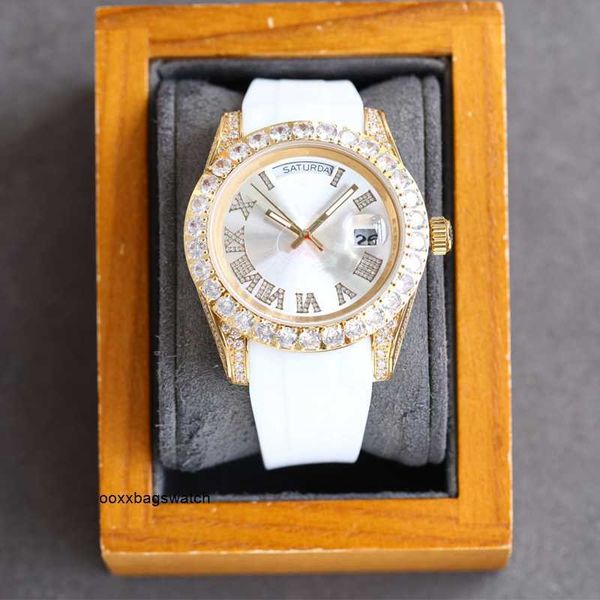 Diamond Watch Rolaxs İsviçre Mekanik Kol saatleri Diamond Watch Mens Saat Otomatik Mekanik Saat bilek saati Montre De Luxe Kauçuk Kayış Moda Bilekleri Hbua