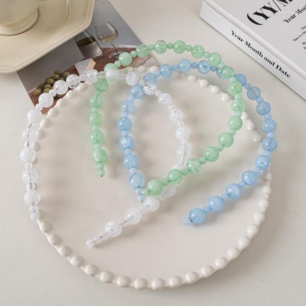 Haar Clips Retro Charme Imitation Jade Perlen Stirnband 2023 Chinesischen Stil Temperament Einfache Ball Band Zubehör Für Frauen