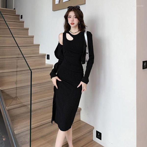 Abiti casual da donna Streetwear giapponese maxi Es per le donne Rsvppap Official Store Abito da donna in due pezzi Design chic Spacco irregolare Midi