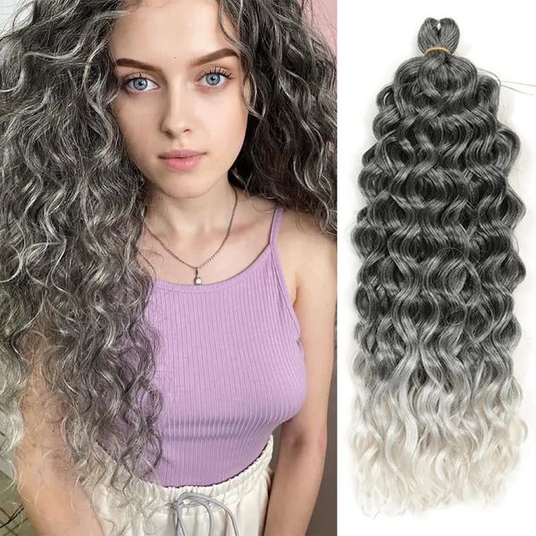 Bulks de cabelo humano oceano onda crochê trança sintética 1824 polegadas macio afro cachos profundos para mulheres alibaby 231007