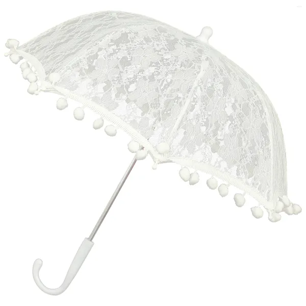 Guarda-chuvas branco laço guarnição guarda-chuva casamento granel flor meninas guarda-sol vintage dama de honra