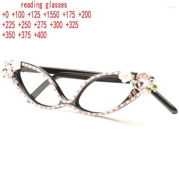 Sonnenbrille Kleiner Rahmen Cat Eye Bling Strass Lesebrille Für Frauen Blaues Licht Blockieren Leser Computer Kristall Brillen XN